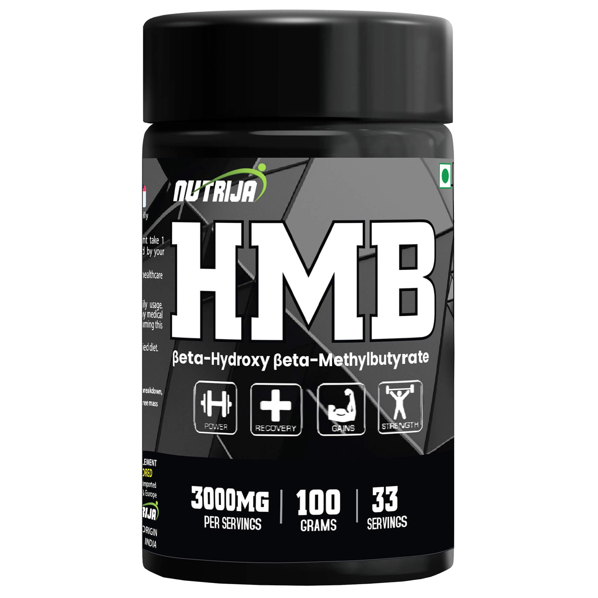 NutriJa HMB Powder (Beta-Hydroxy Beta-Methylbutyrate) 100 Grams - Pure HMB | Prevents Muscle Breakdown, Faster Recovery, Strength
