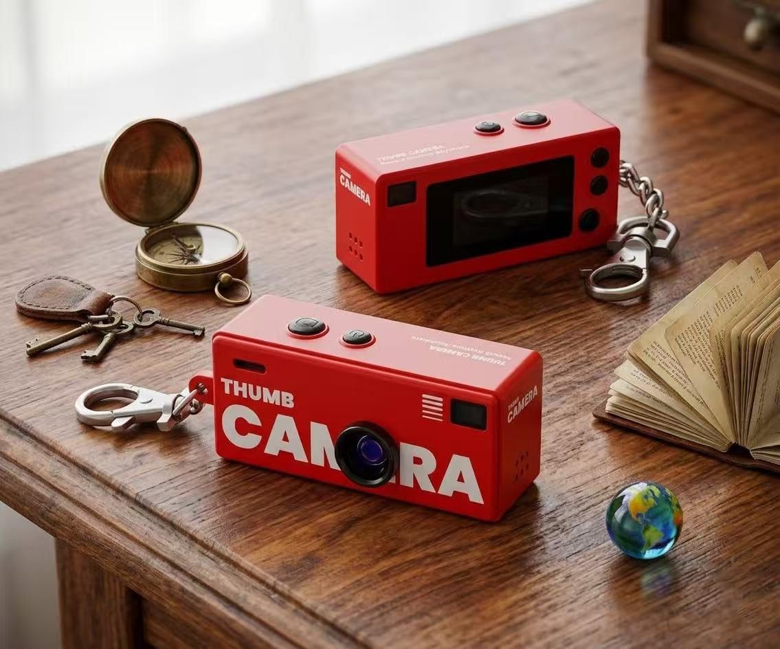 Mini Digital Camera 1080P HD - Smallest Retro Pocket Camcorder With 0.96" Screen, Portable Thumb Keychain Camera For Backpack, Wearable Body Camera For Kids, Vlogging, Travel, Study & Gift(Red)