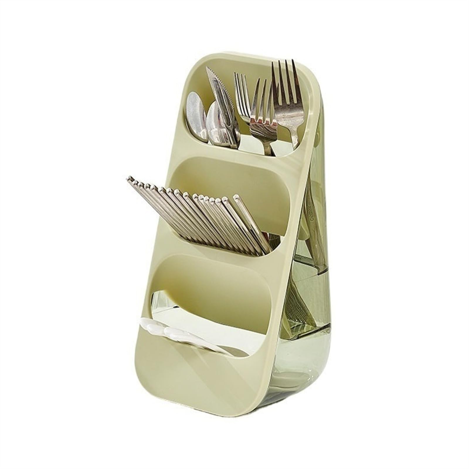 Sorandy Utensilienhalter Aus Holz – 3 Fächer, Bauernhaus-Design, 27x10,5x15,5 Cm, Weiß