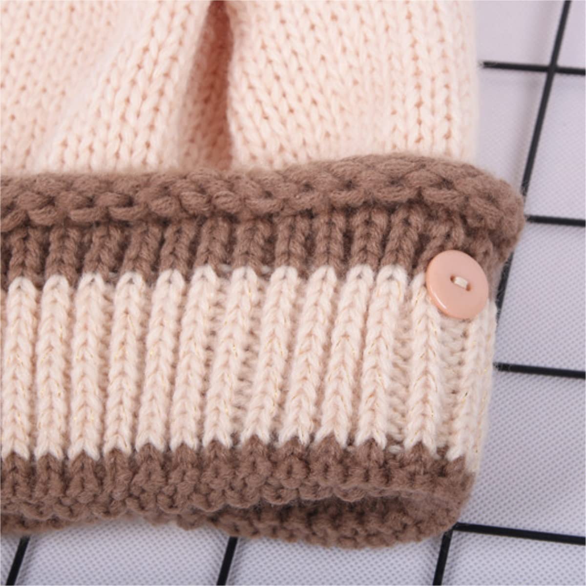 Gorro de Lana de Invierno para Mujer, Conjunto de Bufanda y mascarilla 3 en 1, Tejido de Punto (Beige, Talla única)