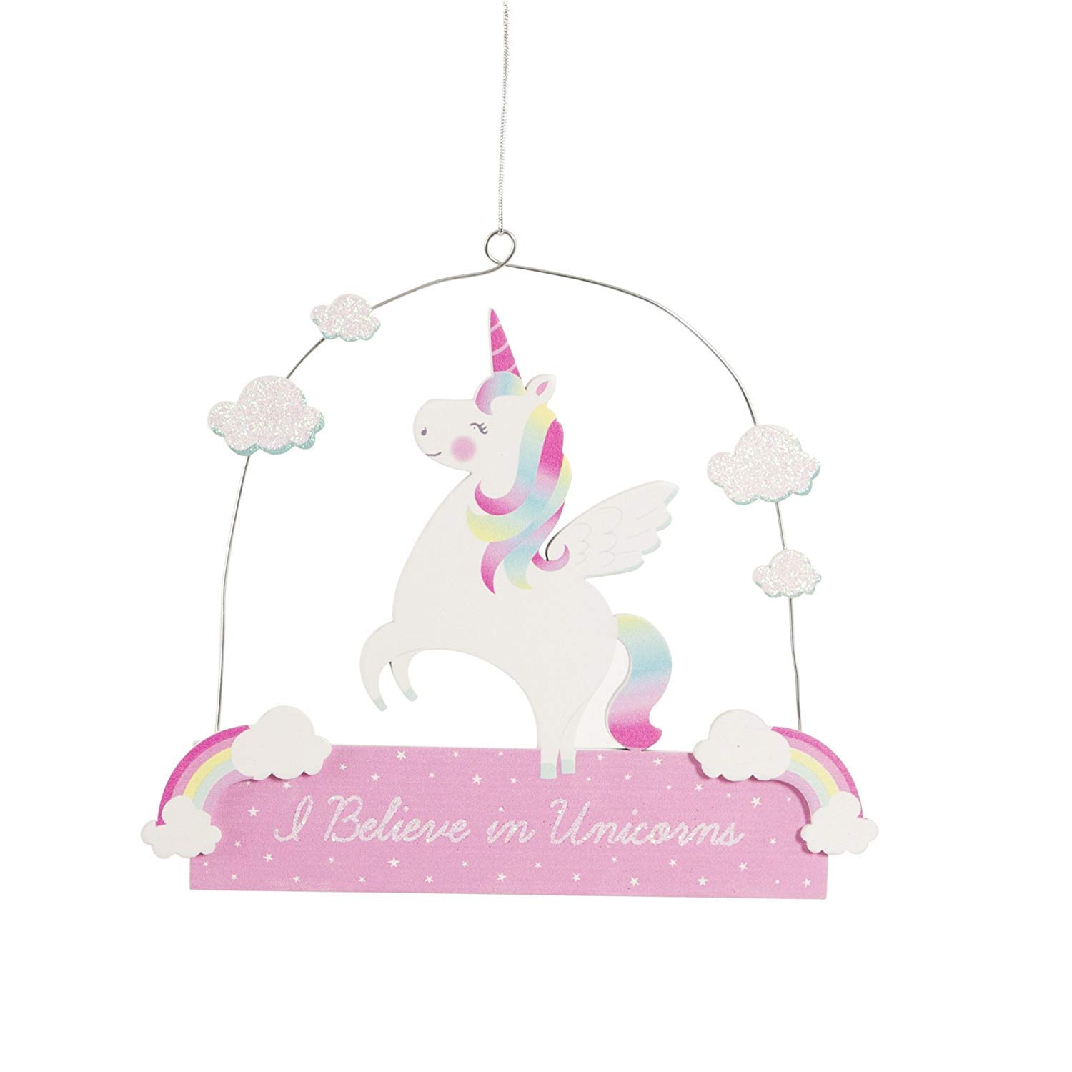 Sass & Belle White/Pink Rainbow Unicorn I Believe Plaque