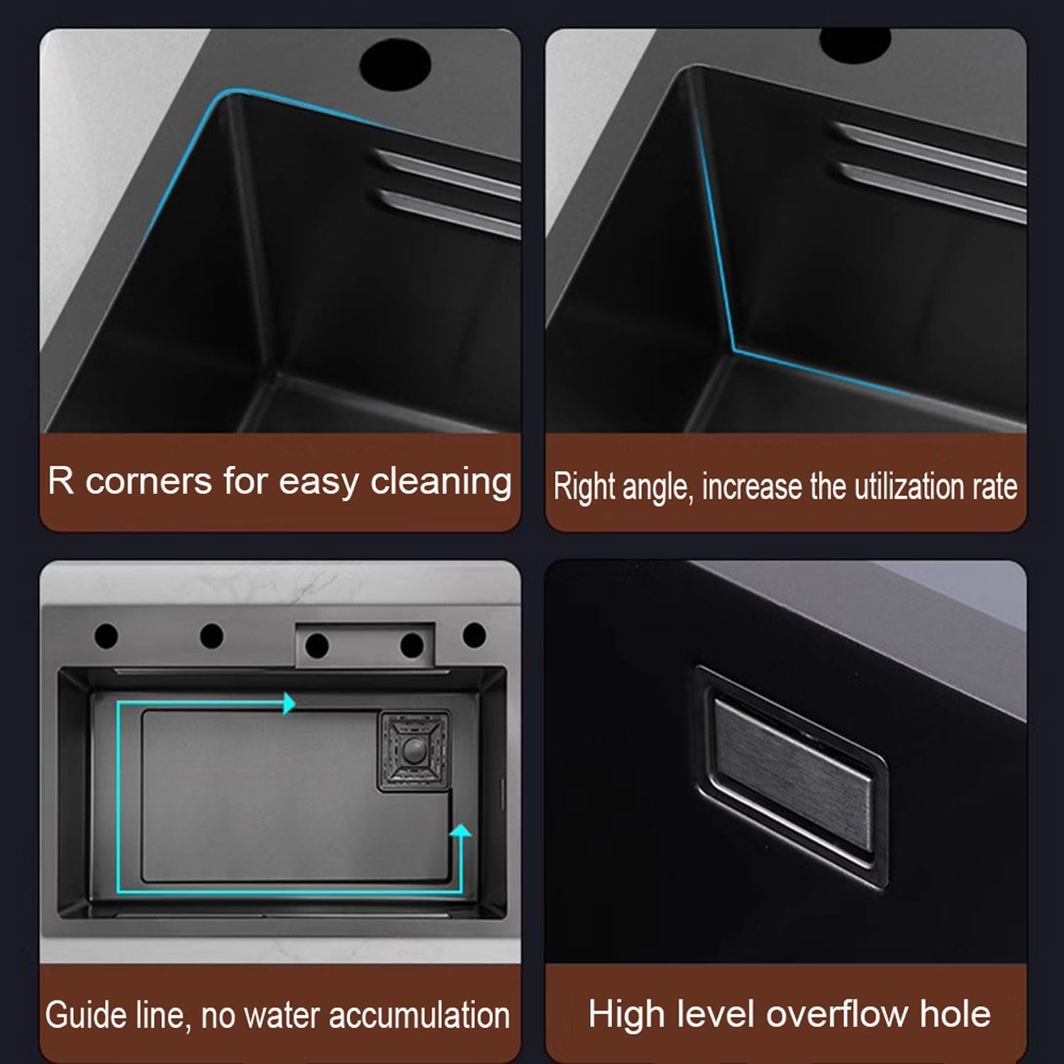 Inless - Fregadero de cocina de acero estilo granja, cuenco individual de cascada con grifo extraíble y accesorios y para el hogar moderno