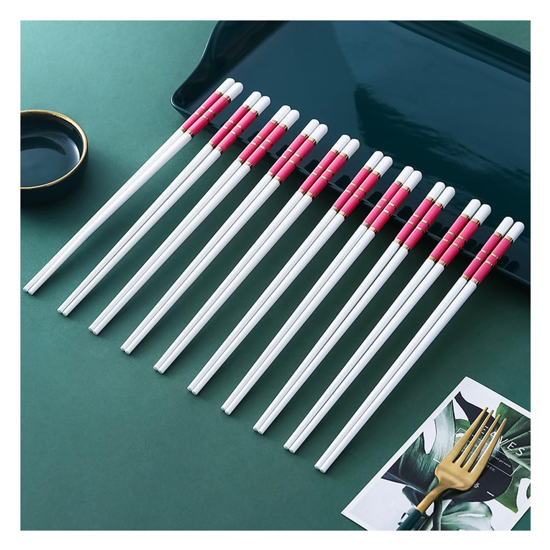 Baguettes, coffret cadeau de baguettes en porcelaine, coffret cadeau de 10 paires de baguettes réutilisables de qualité supérieure avec étui, baguettes chinoises en céramique d'os de haute qualité ave