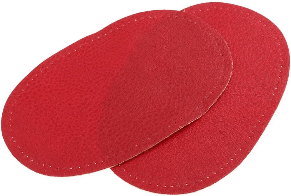 misppro 1 Pair PU Leather Patch Sew On Patches Appiques Repir Elbow Knee for Clothes Jeans Pants - Red