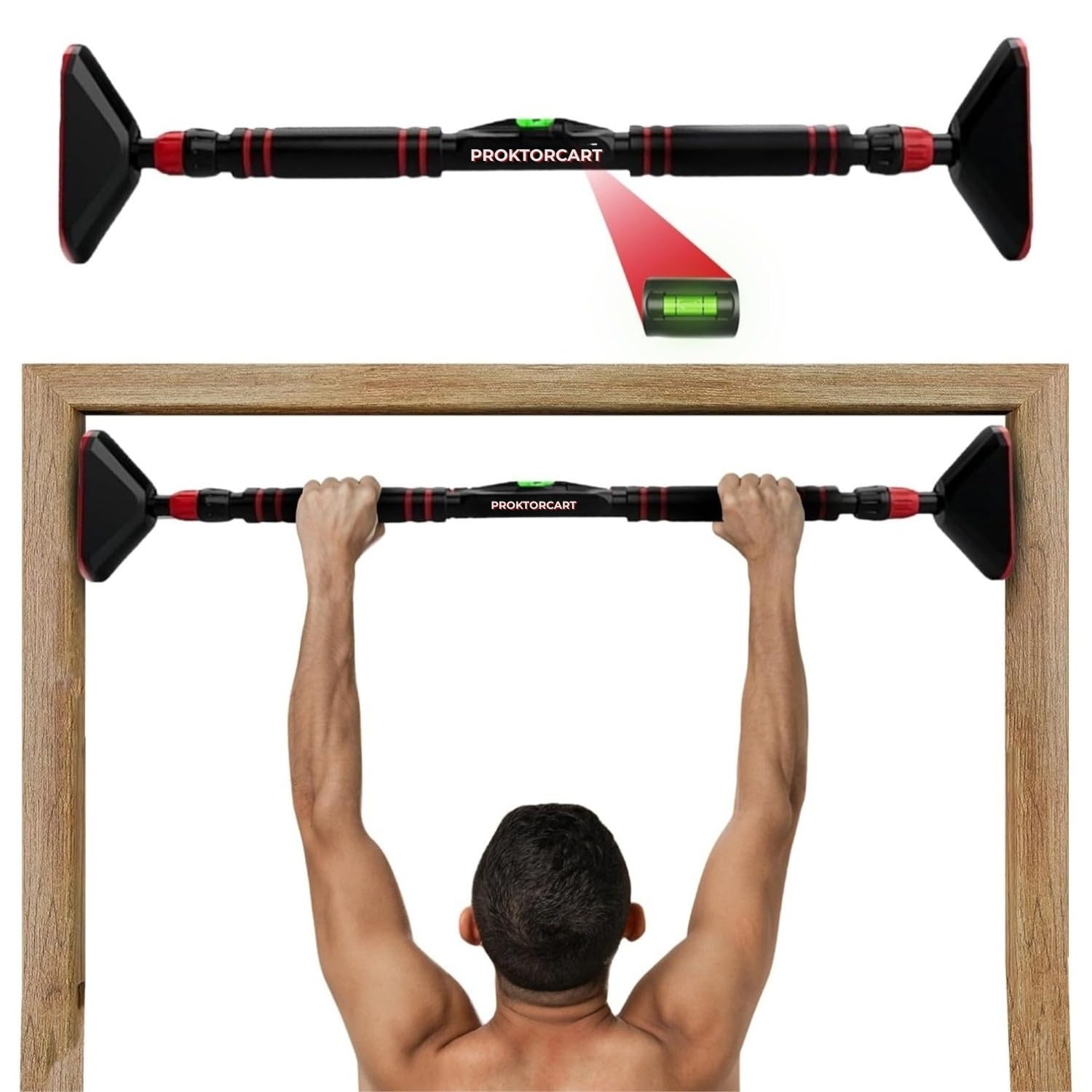 Wall Mounted Pull Up Bar for Home Workout | No-Screw Installation | Anti-Skid Grip for Pull-Ups, Chin-Ups, Push-Ups, Sit-Ups, and Stretching Adjustable Upper Body and Core Workout Bar | Body Building Equipment to Increase Height & Strength-image-19