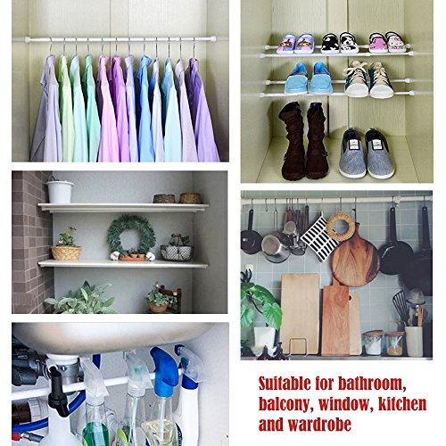 Aizesi 4Pcs Tension Rods 28-48Inch Curtains Spring Rod For Kitchen Window Tier Valance Covering Bathroom(White) #TOP4