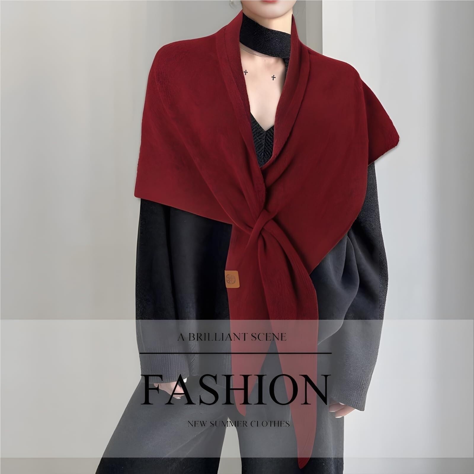 Murou Fashion Shawl, Pashmina Shawl Wraps for Women Cardigan Cape Wool Cashmere Sweater Triangle Scarf