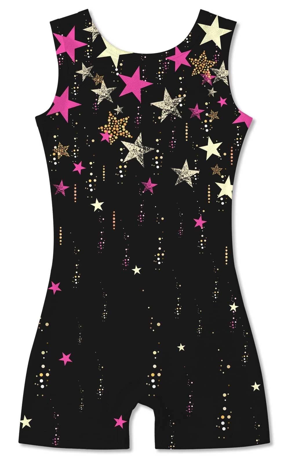 Idgreatim Little Girls Gymnastics Leotard with Shorts 3D Graphic Sparkly Dance Biketard Unitards for Kids 2-10 Years-image-23