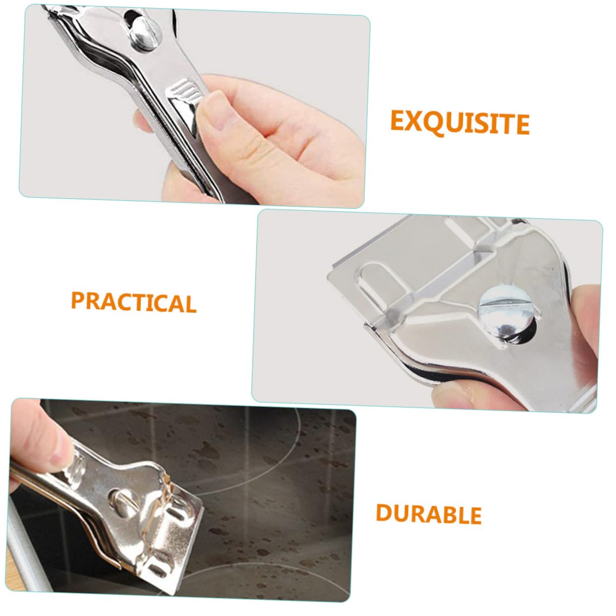 Cabilock 3sets Raschietto Vetroceramica Professionale per Pulizia Superfici Induzione e Ceramica Strumento AntiGraffio Inossidabile Facile da Usare e Resistente