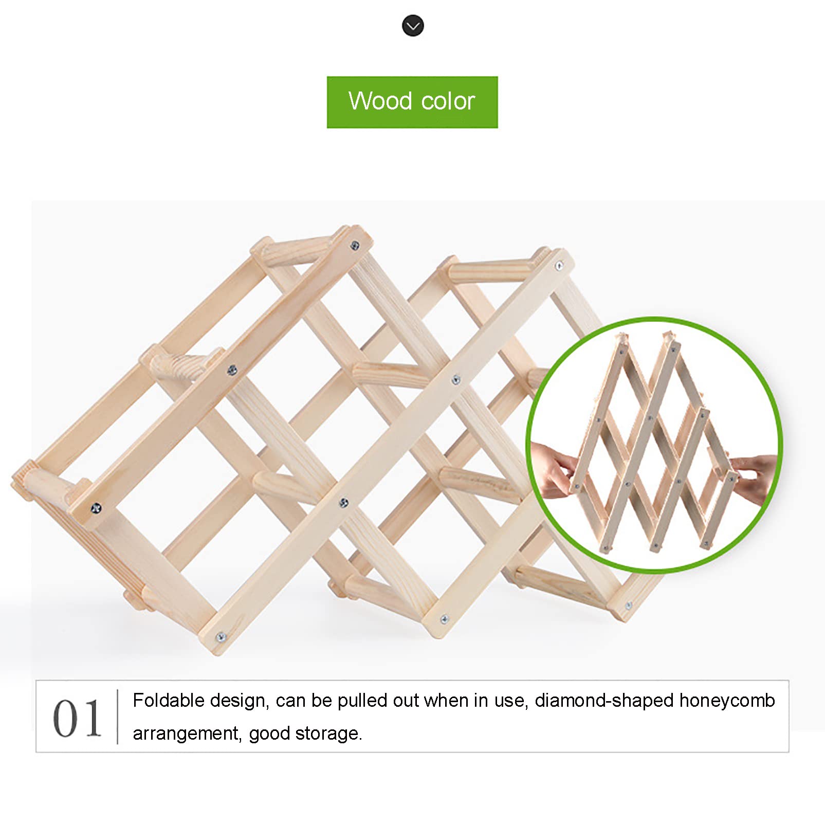 Casier à vin en bois – Support de bouteille de table sur pied pour eau et vin – Idéal pour les plans de travail de cuisine, garde-manger et réfrigérateurs – Solution de rangement compacte