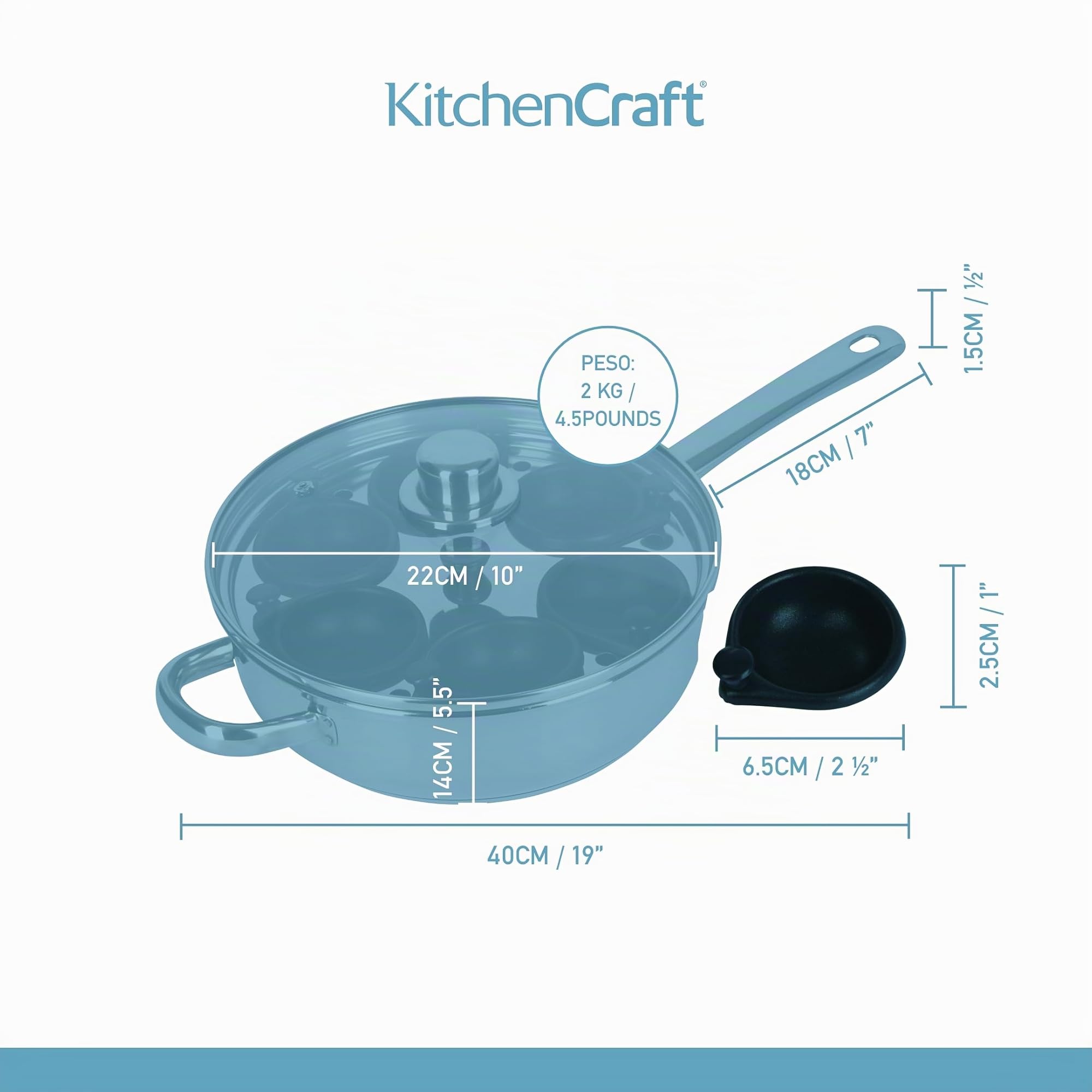 Kitchen Craft KCCVPOACH6 Clearview - Cazo de Acero Inoxidable para escalfar Huevos (6 Huecos, 28 cm)