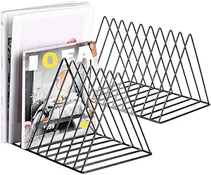 NH10 DESIGNS Triangle Slot Magazine And News Paper Stand For Home,Tabletop Mount Tiered Shelf Rack For Office,Desktop Book Organizer,Newspaper,Bookshelf For Home,File Rack (Pack Of 2)(NHSP)