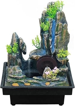 Tabletop Fountain Interior Decoration, Mini Waterfall, LED Light, Indoor Fountain, Resin, Indoor, Feng Shui, Entryway, Interior, Stylish, Humidifier, Flowing Water Stand, Miscellaneous Goods, Crafts,