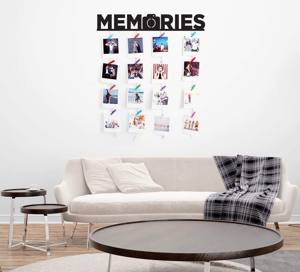 Khush Its Amazing Home Decor Wood Memories Hanging Photo Display, DIY Picture Photo Frame Collage Set Includes Multi colour Clips