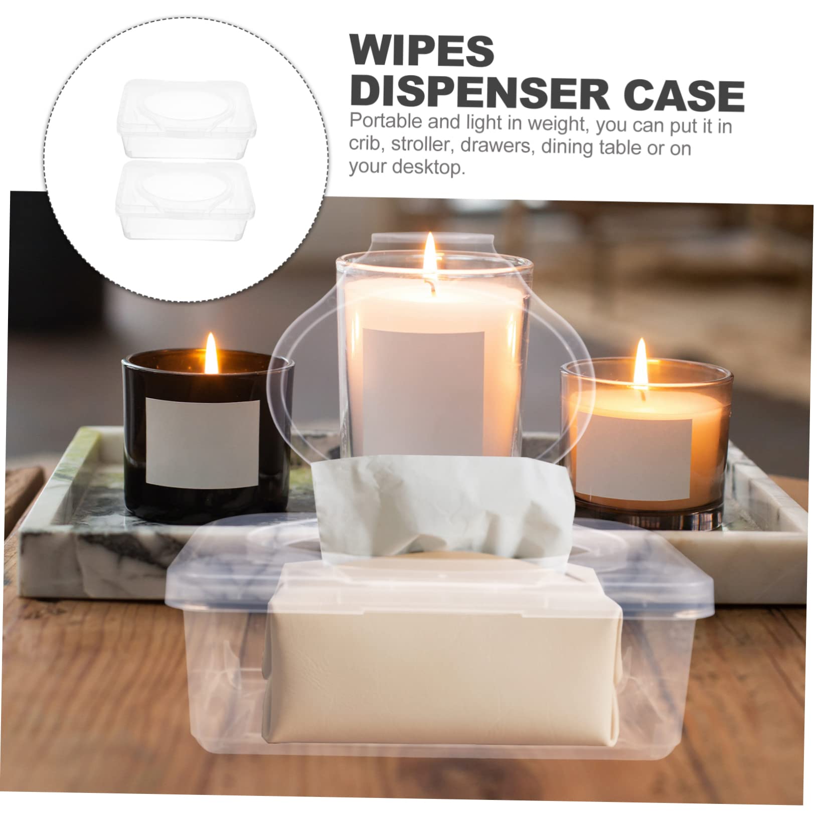 Dispensador de Toallitas para Ñiño con Tapa, Caja Organizadora de Pp, Gran Volumen y Resistente, 2 Unidades para Baño y Cajones
