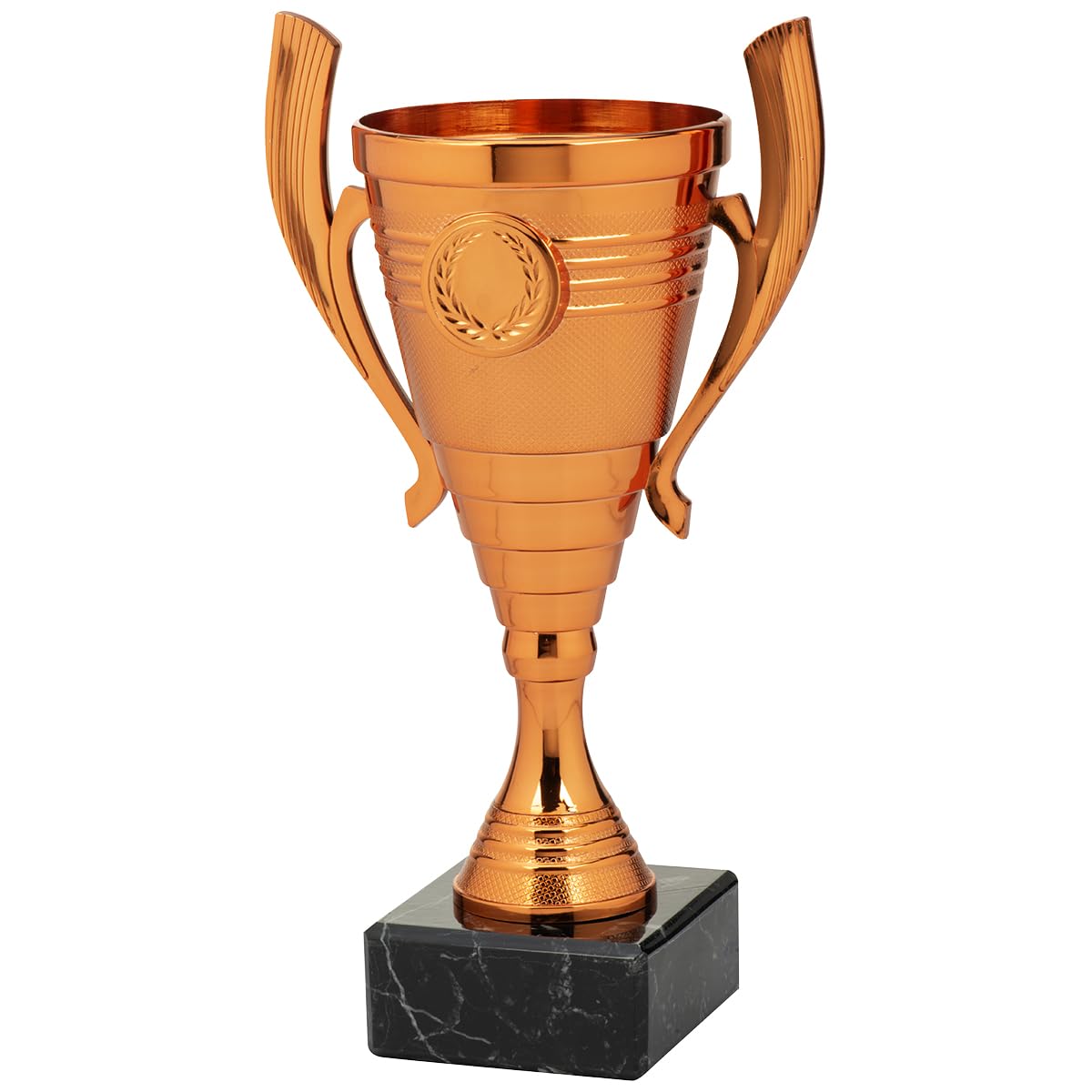 Tris Coppe economiche h 22,00 cm 1° 2° 3° Classificato Oro Argento Bronzo Targhetta Personalizzata Omaggio