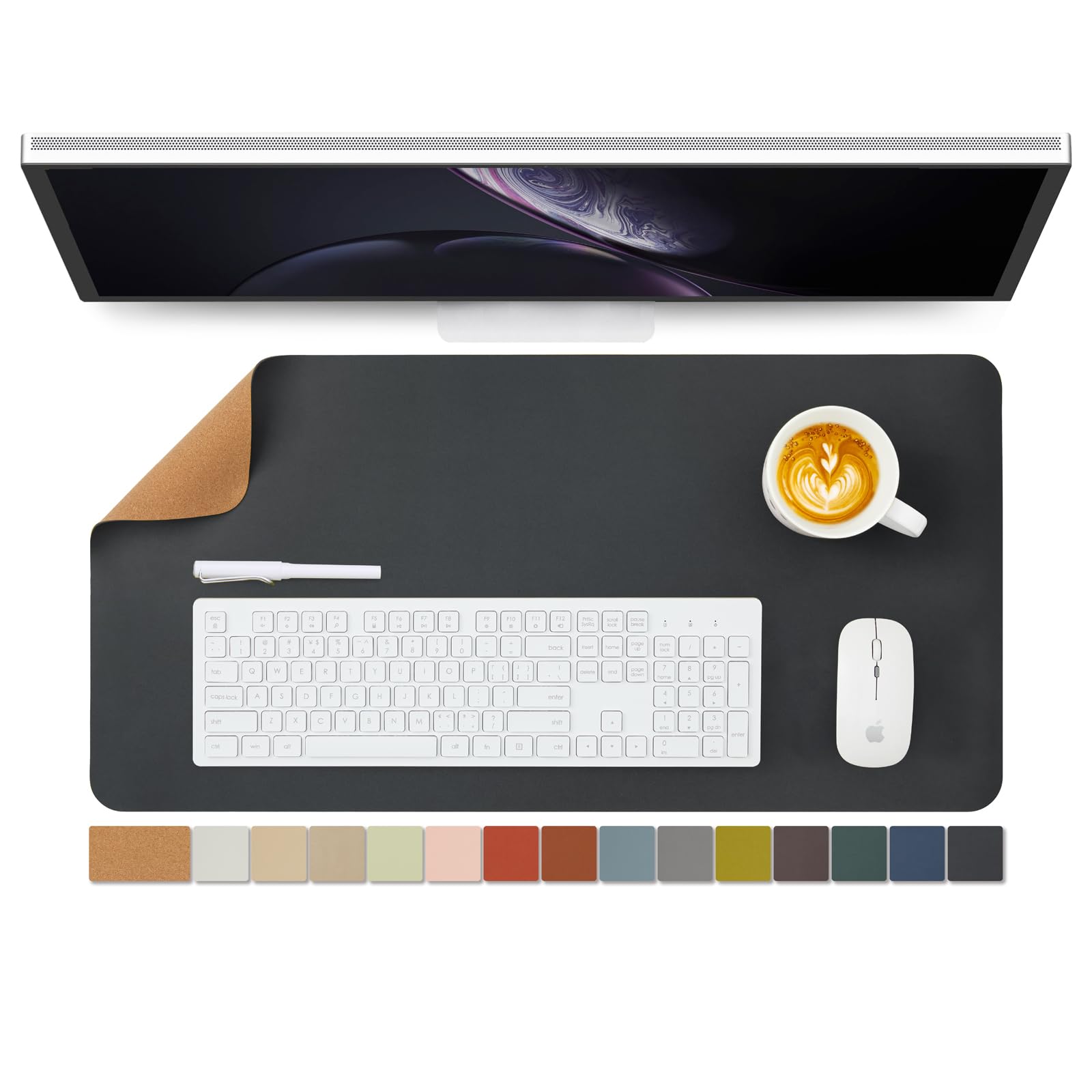 Cork Desk Mat - Dual-Sided Desk Pad for Office and Home - Desk Organization and Accessories - Ideal for Large Mouse Pad and Desk Mats on Top of Desks(