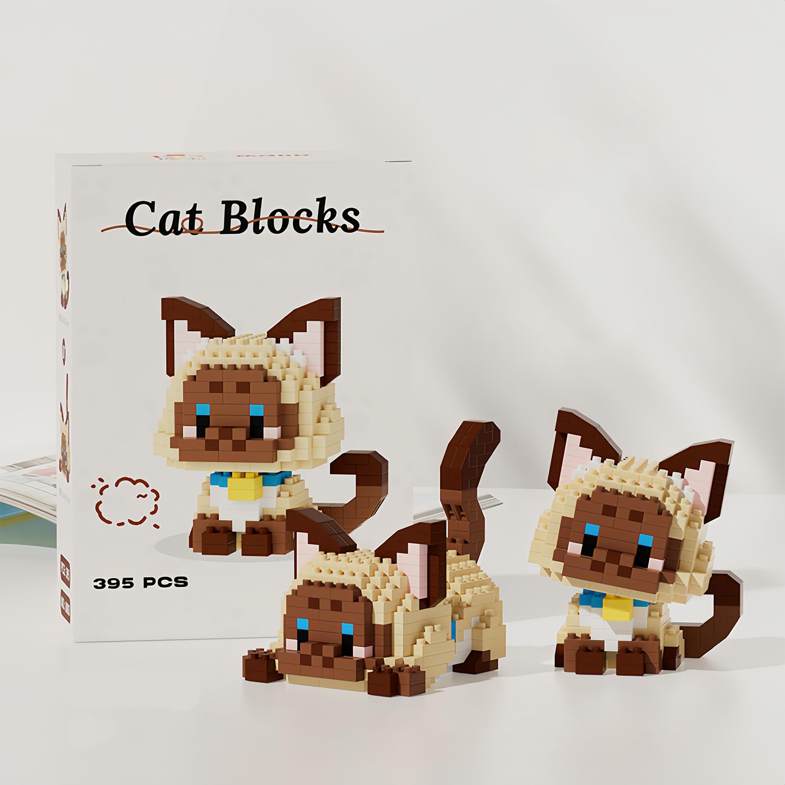 NOOLY Animal Micro Building Blocks Set Mini Cat Building Toy Bricks Kits for Adult and Kids WKLJM-09 (2 in 1 Siam,344PCS) - Image 3