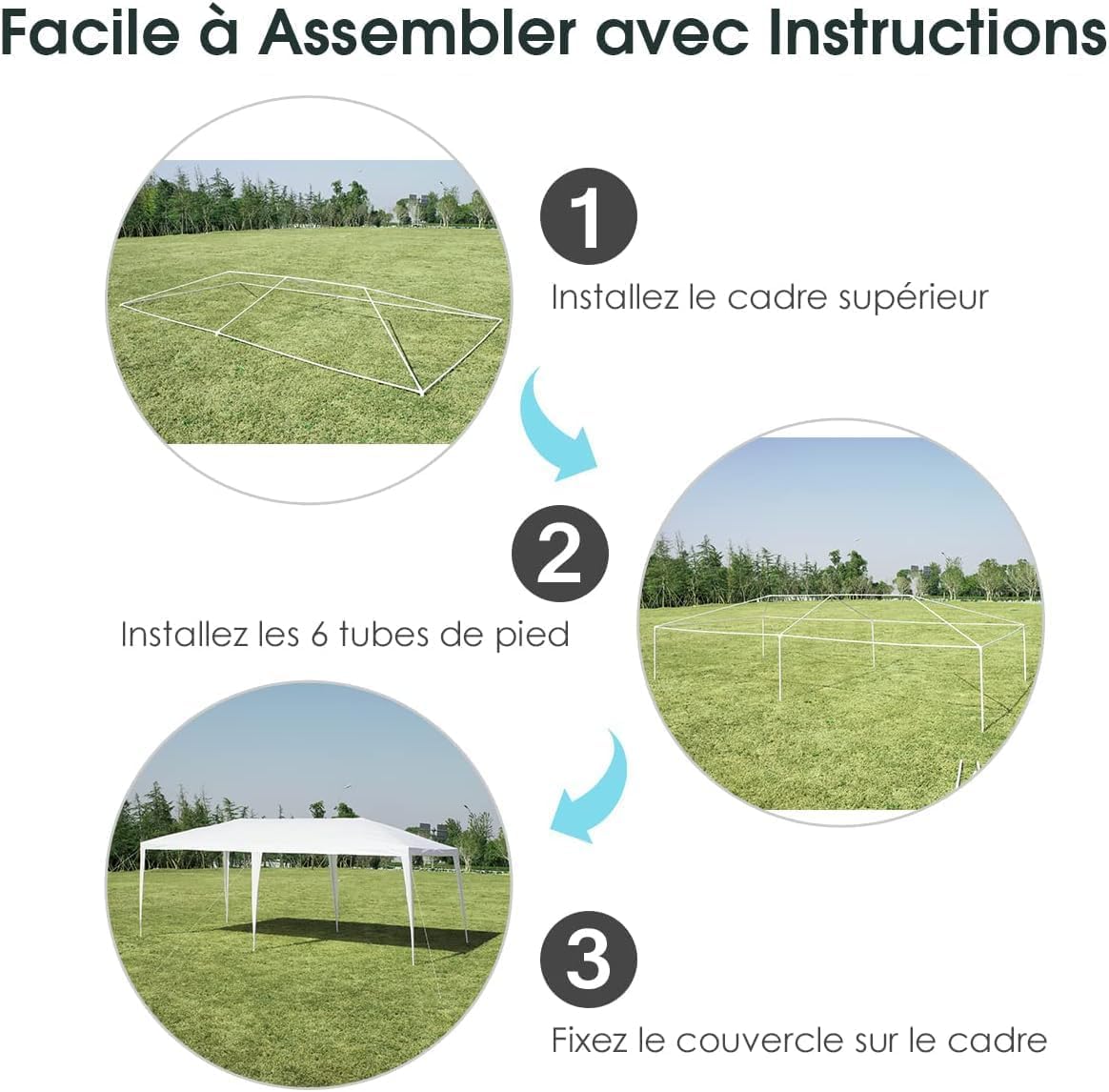 RELAX4LIFE Tonnelle de Jardin Extérieur 3x6 M en PE Imperméable, Barnum 3x6 avec Cadre en Métal, Tente de Réception,Protection Solaire, Montage Facile pour Mariage Marché