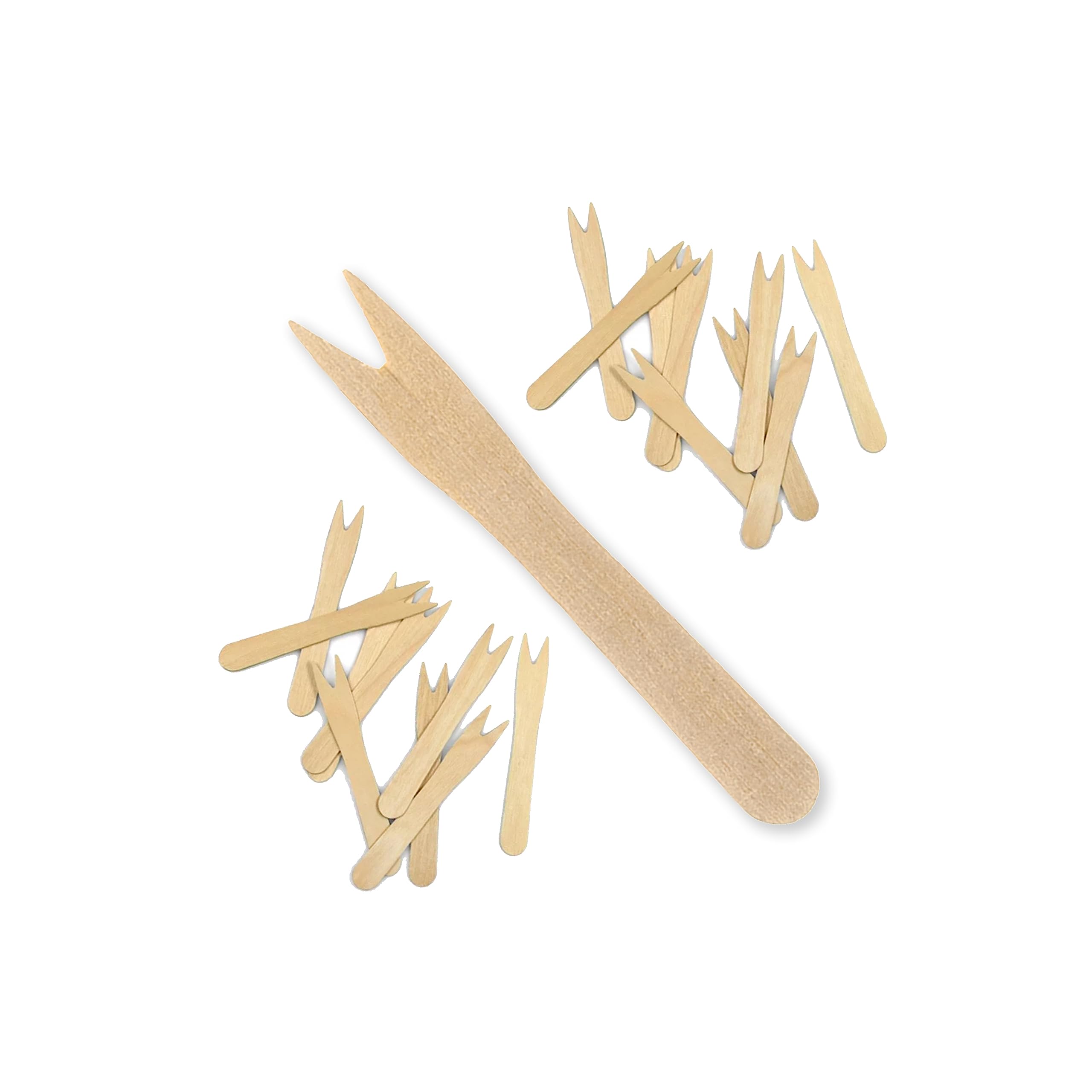 Fourchette à frites en bois naturel pour dégustation de currywurst et apéritifs