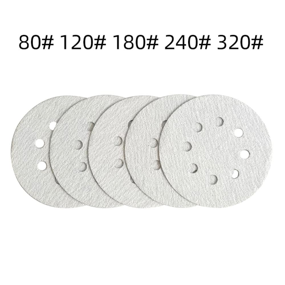 100 Uds. Discos de lijado de gancho de 125mm y 5 pulgadas, juego de almohadillas de papel de lija de 8 orificios, lijadora de grano 80-320, herramientas de pulido abrasivo, grano 120, 100 Uds.