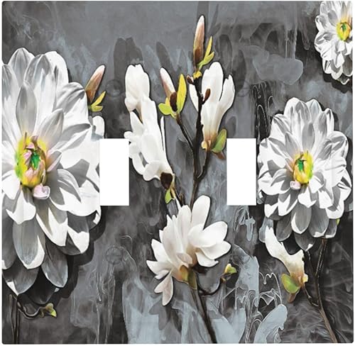 Miniatura 128 de Cubierta de Placa de Pared de 2 Pandillas de Mármol Abstracto, Placa Frontal de Interruptor de Luz Eléctrico Decorativa en Azul Marino y Oro