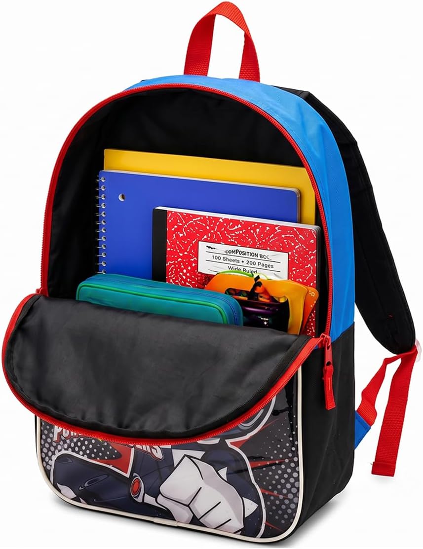 Fast Forward Power Rangers Boy Toddler for Kids - Iconic Little Kids Backpack with Padded Straps & Zip Compartment Kid Back Pack - Comfy Toddler Bookbag and Backpack for Boys - 15" image 3