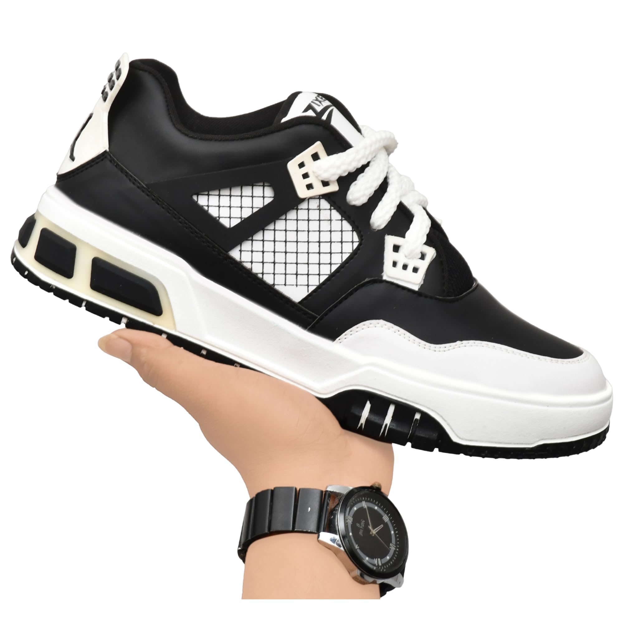 Zixer Mens Light Weight High Top Platform Fashion Synthetic Leather Sneakers | Sports, Retro Casual Shoes for Mens | Ankle Lace-Up Footwear for Men or Boys Black (B0DJ55J9YG) Amazon Price History, Amazon Price Tracker