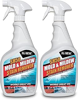AL-NEW SH50 Mold and Mildew Stain Remover | Scrub Free Formula | Works Great on Decks, Vinyl Siding & Gutters, Tub and Tile - 24oz (2 Pack)