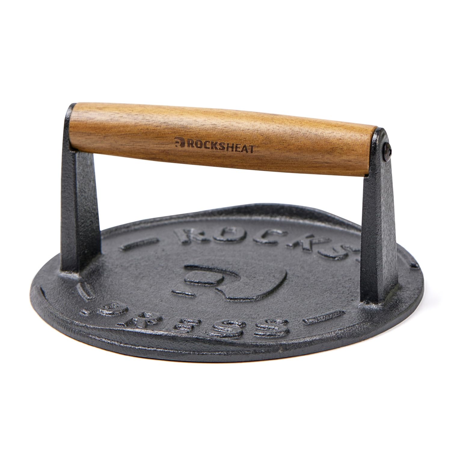 7 Inch Bacon Press, Heavy Duty Cast Iron Grill Press, 2.5 lbs Round Smash Burger Press with Wood Handle & Raised Edge, Food-Grade Griddle Press for Hamburger Bacon Seared Steak Sandwiches and Panini — image 1