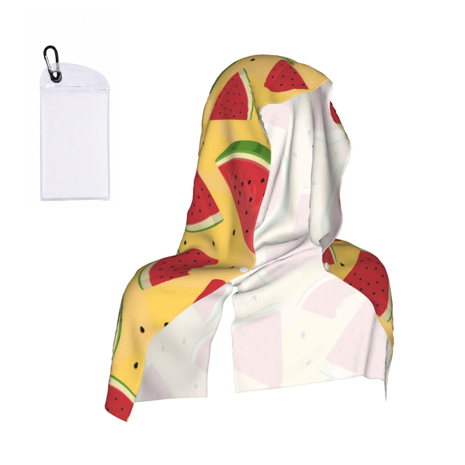 EZDLOWVBA Yellow And Watermelons Print 2 Pack Cooling Hoodie Towels,Sports Headscarf, Neck Wrap Scarf,Breathable Cooling Towel For Neck And Face, Travel, Swimming, Training