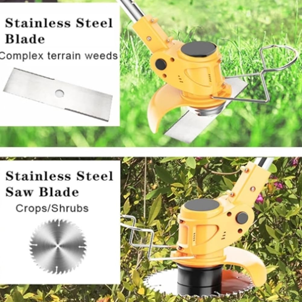 FURLOU Tagliaerba Senza Fili, Piccolo Tosaerba Elettrico Multifunzionale per Uso Domestico, Tagliaerba con Manico Telescopico + Testa di Regolazione a 90°, per Diserbo e Manutenzione del Giardino