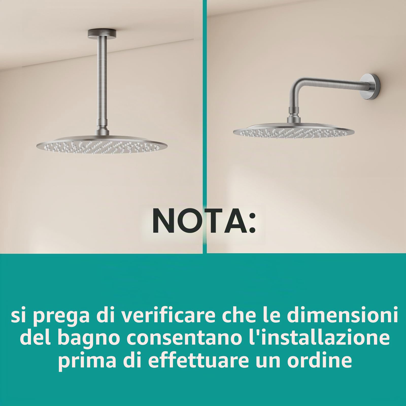 Docce Fisso Rotondo Soffione Doccia a Pioggia in Acciaio Inox Soffione Doccia a Pioggia con Getti In Silicone Anticalcare 304 Acciaio Inox Ultra Sottile (Argento, 25 cm)