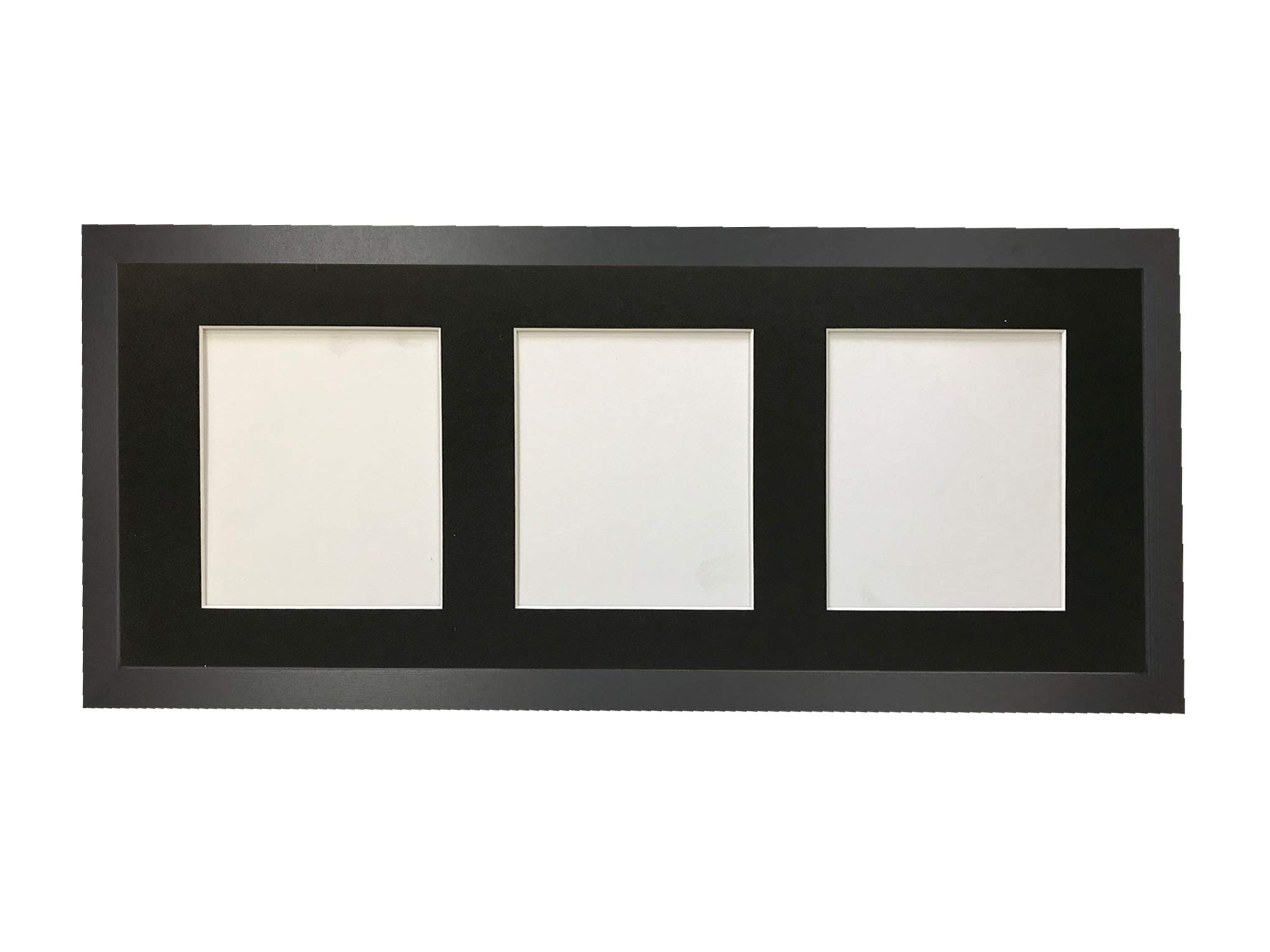 H7 Black Picture Photo Frame with Black 7 x 5 Inch Three Aperture Long Mount