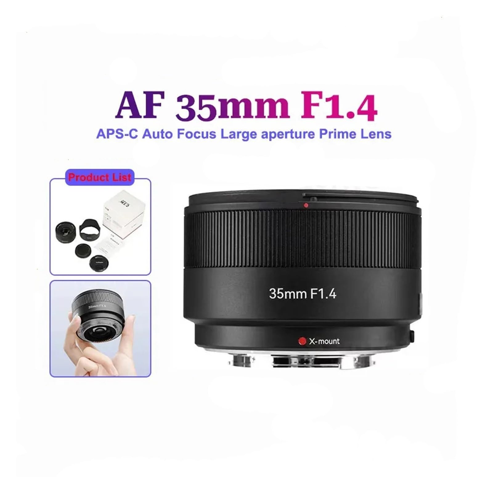 DSLR Camera Lens, Objectif AF 35 mm F1.4 APS-C, Compatible avec Fujifilm XF