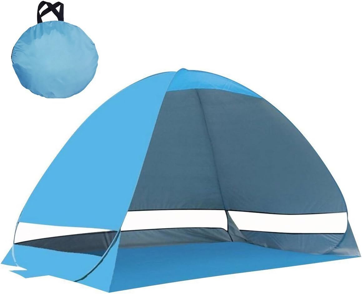 Samris Beach Sun Shade Canopy Tent, Beach Tent Sun Shelter Portable Shade UV Pop Up Light-Weight Cabana Beach Tents Fit 2-4 Person for Fishing Beach Seaside Park Yard, Blue