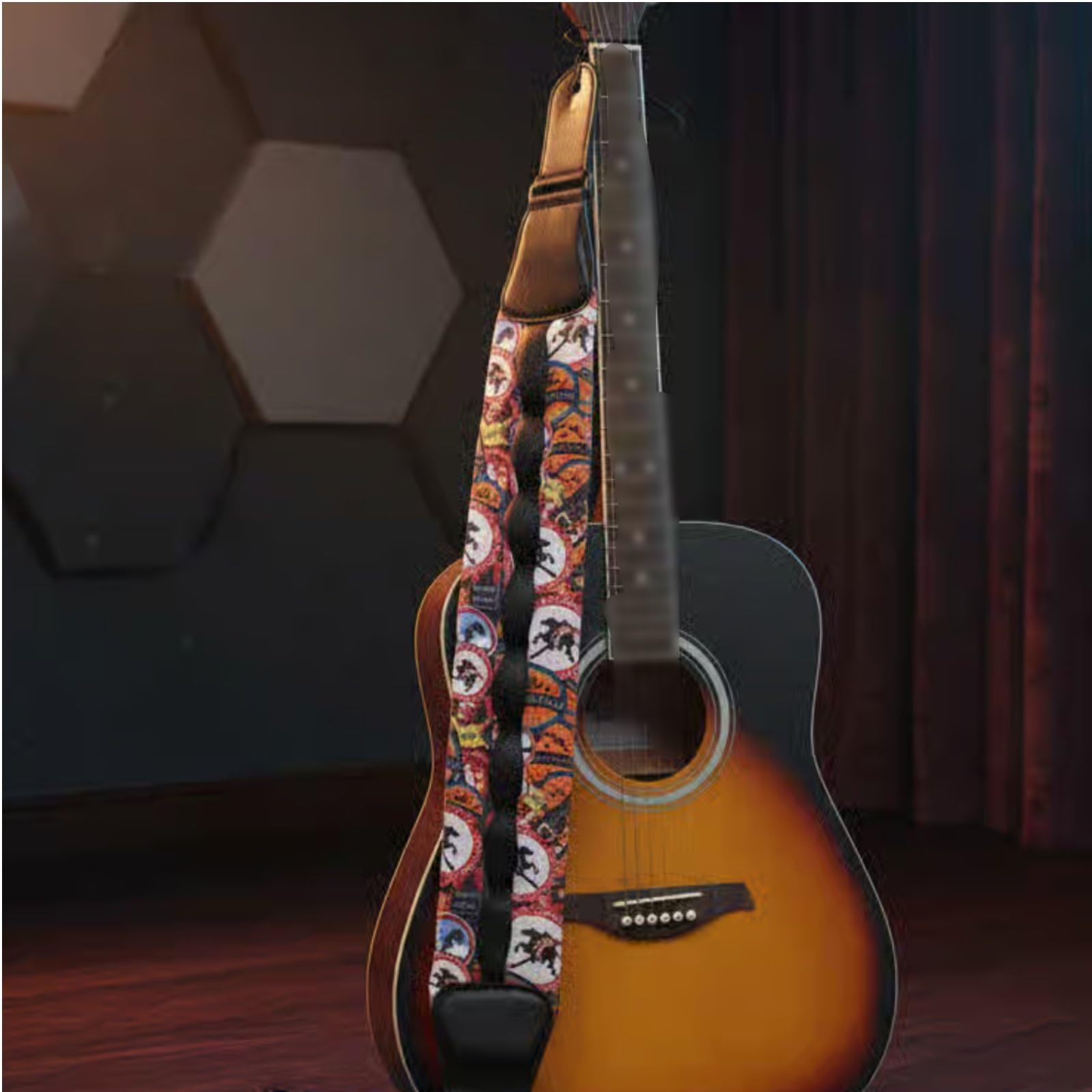Correa de Guitarra Acolchada Correa Ajustable Arnés Cinta Bandolera con Material Textil Resistente y Extremos Reforzados para Mayor Estabilidad Adecuada para Bajo Estudio Escenario