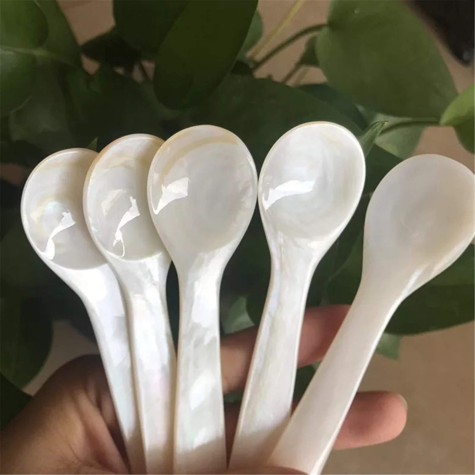 Set 5 Cucchiai Da Caviale In Madreperla - Manico Rotondo, Per Uova, Dessert, Gelato - Foto 10