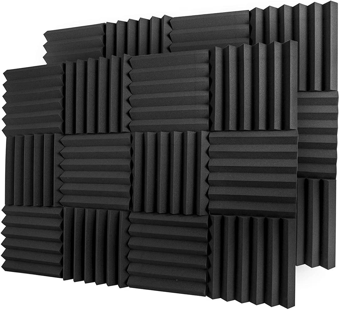 VVANY Acoustic Panels Soundproof Studio Foam for Walls Sound Absorbing Panels Sound Insulation Panels Wedge for Studio Recording, Home Office (30 * 30 * 5cm, Black-24 pcs)