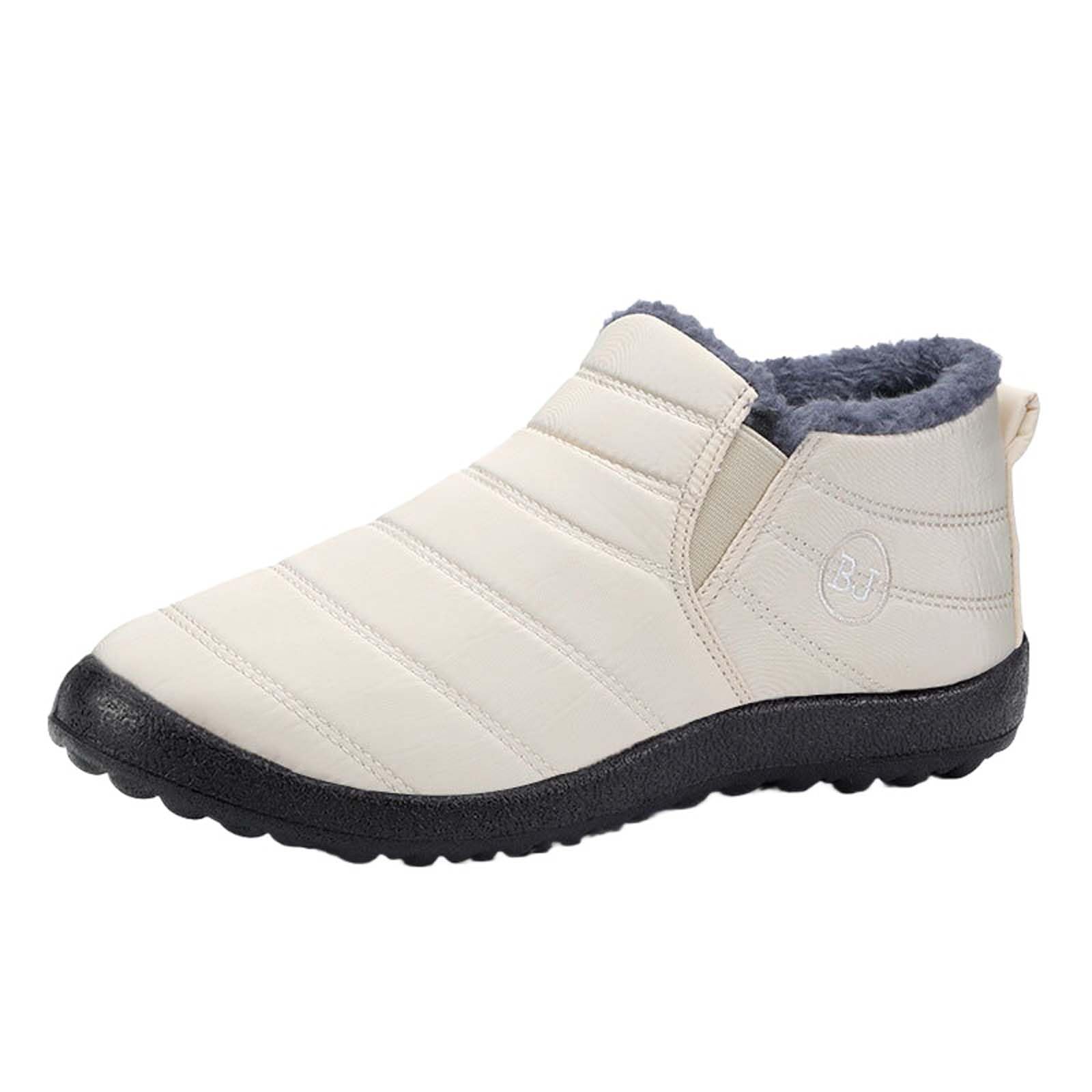 Boojoy Snow Boots for Women Men Winter Fur Lined Anti-Slip Ankle Boots,Fuzzy Fleece Lining Thickened Warm Walking Shoes,Outdoor Slip On Waterproof Comfortable Running Shoes Unisex