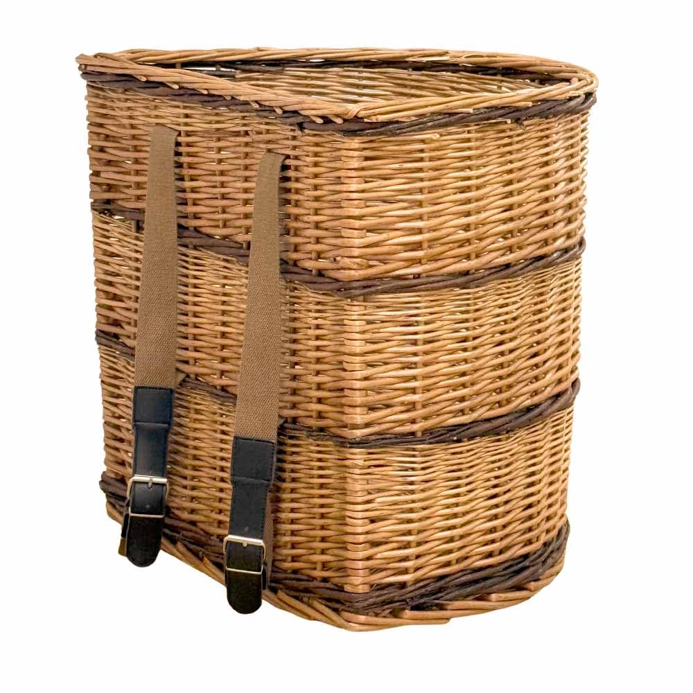 "Gerla Vimini Grande con Tracolle 52x38 h48 cm — Cesto Portalegna Camino, Raccolta Funghi e Castagne, Cesto Giardino — Zaino Spalla Rustico