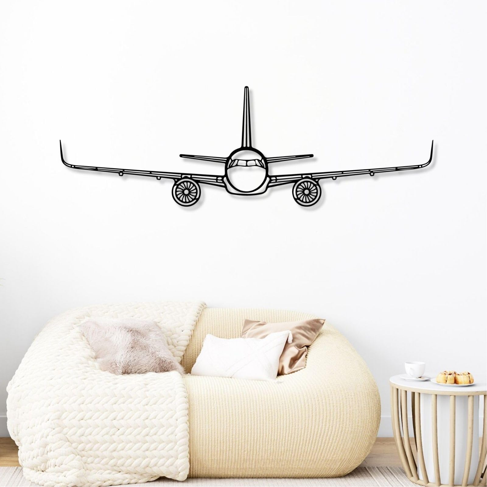 Schwarze Flugzeugsilhouette aus Metall, minimalistische Wanddekoration aus Metall, Moderne Skulptur mit Flugzeugsilhouette für Wohnzimmer, Flur und Treppenhaus (Gold, 61 cm L x 30 cm B)