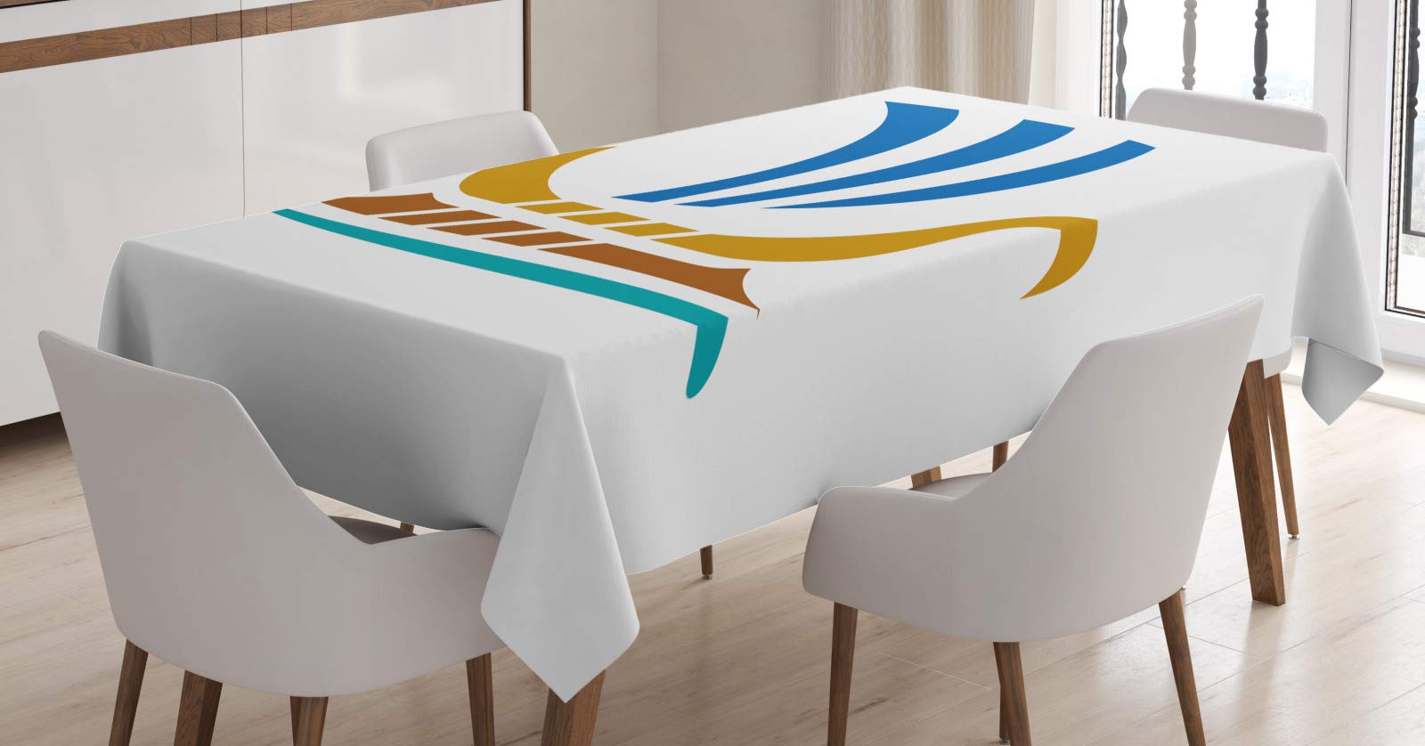 ABAKUHAUS Tovaglia Rettangolare 140x200 Cm - Nave Greca Odissea - Impermeabile Antimacchia Poliestere