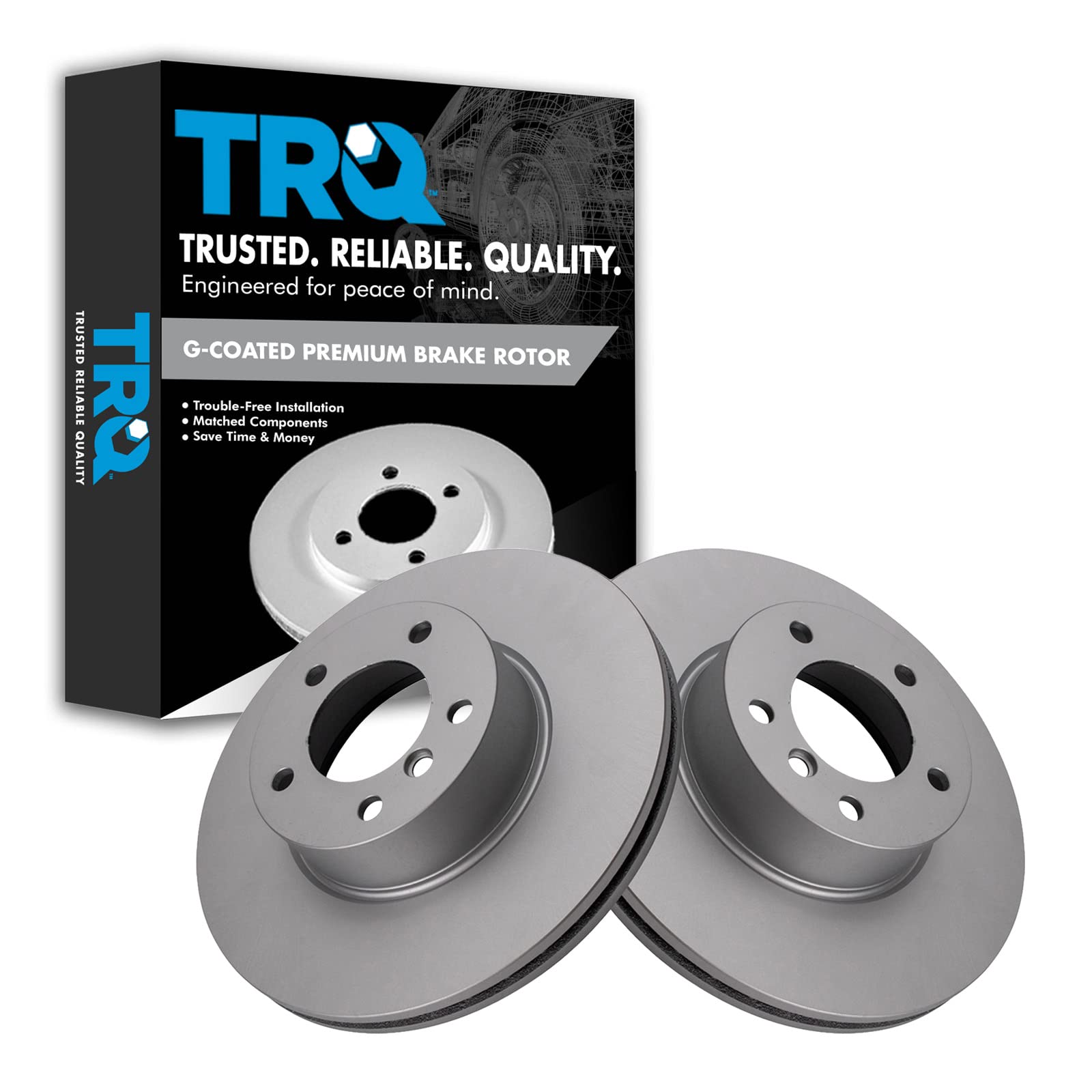 trq front brake rotor set compatible with 2007-2021 bmw