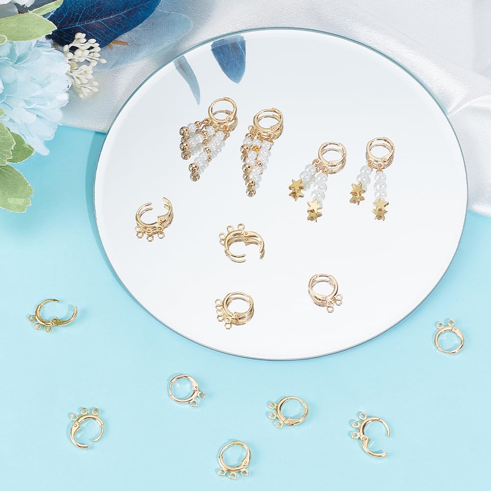 Beebeecraft 1 Scatola 24 Pezzi 8/12/16/20mm Accessori per Orecchini A Monachella Placcati in Oro 18K Impostazioni del Vassoio con Lunetta Piatta Rotonda Cabochon Vuoti Componenti Orecchini A Cupola
