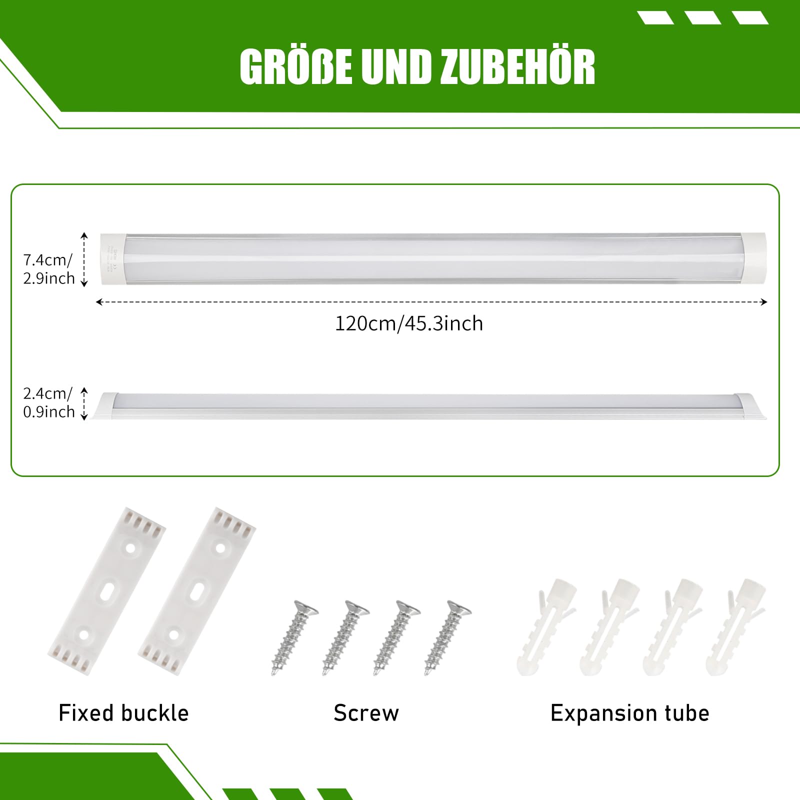 4 Stück LED Rohre 120cm 36w 4000K Ultradünne LED Lichtleisten Und Eignen Sich für Garagen, Keller, Werkstätten, Büros Und Lagerhallen.