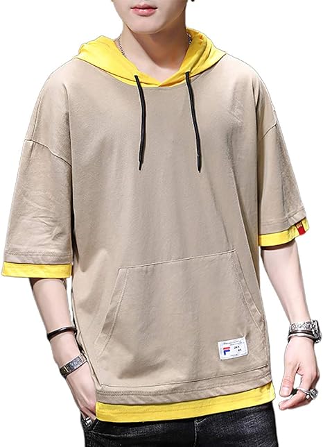 Amazon Neyouqe パーカー Tシャツ メンズ 綿 七分袖 春夏 薄手 トップスフード付き 大きいサイズ オーバー お洒落 吸水速乾 トレーナー パーカー 通販