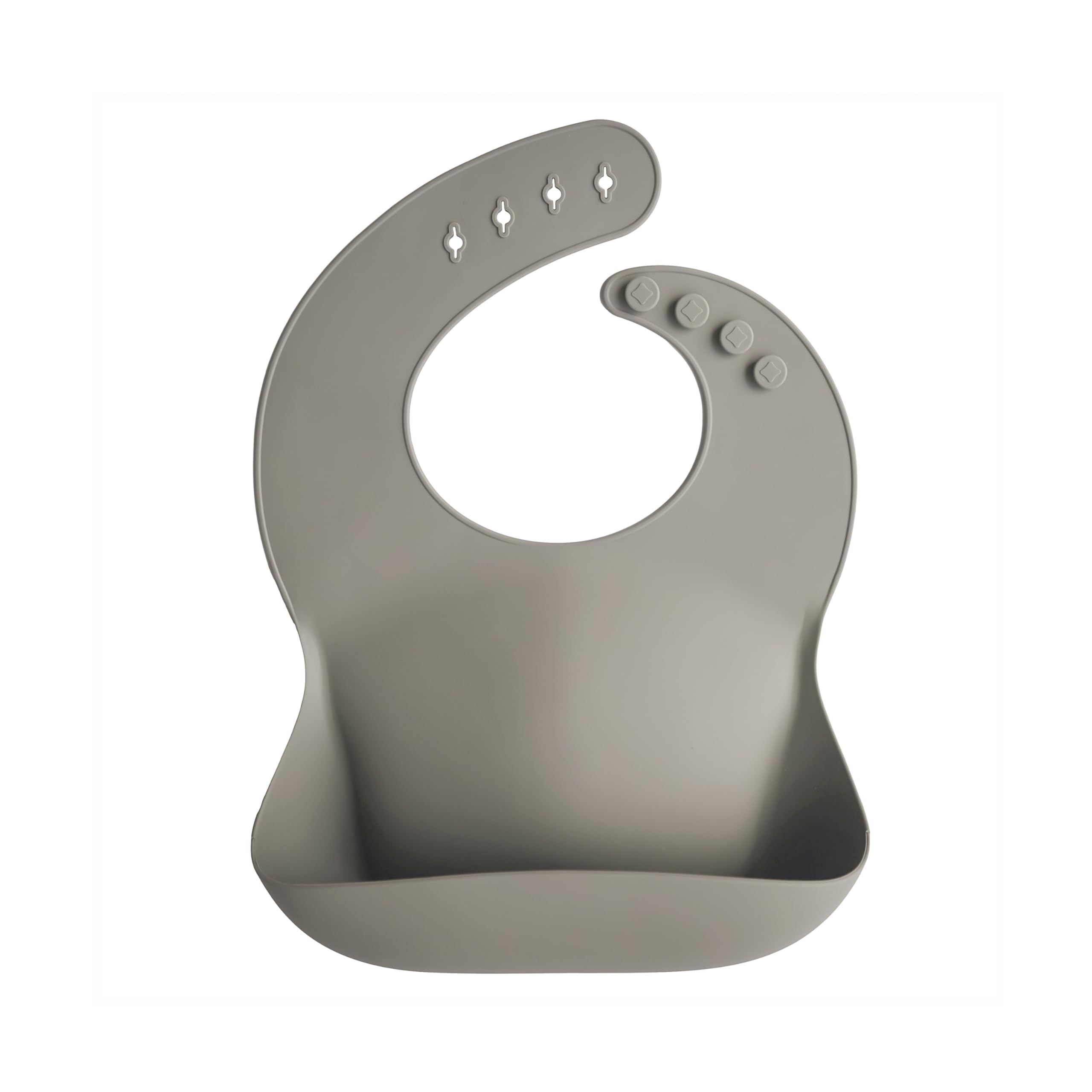 Mushie Silicone Baby Bib | Adjustable Fit Waterproof Bibs (Silver Sage)