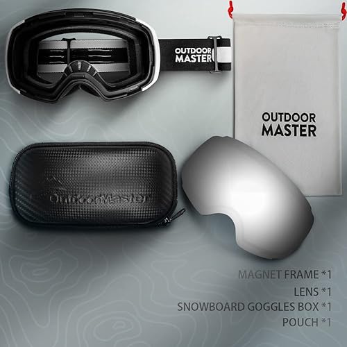 Miniatura 5 de OutdoorMaster PRO - Gafas de protección para esquiar y para la nieve con lentes intercambiables, sin marco y con protección UV400 del 100%, para