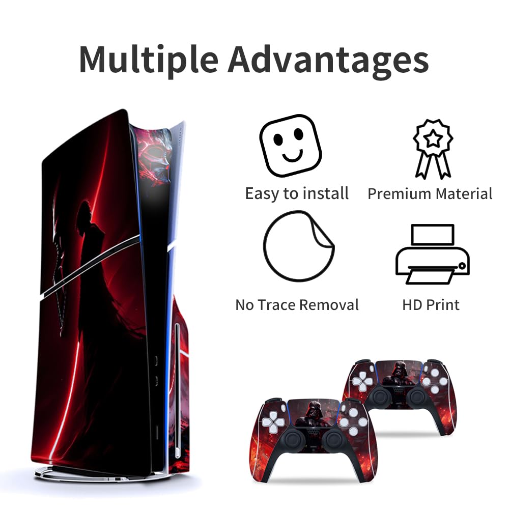 Skin Compatible with Slim Disc PS5 - Slim Disc Edition Console and Controller Accessories Cover Skins Controller Skin Gift for Console Full Set Skin Red thumbnail 8